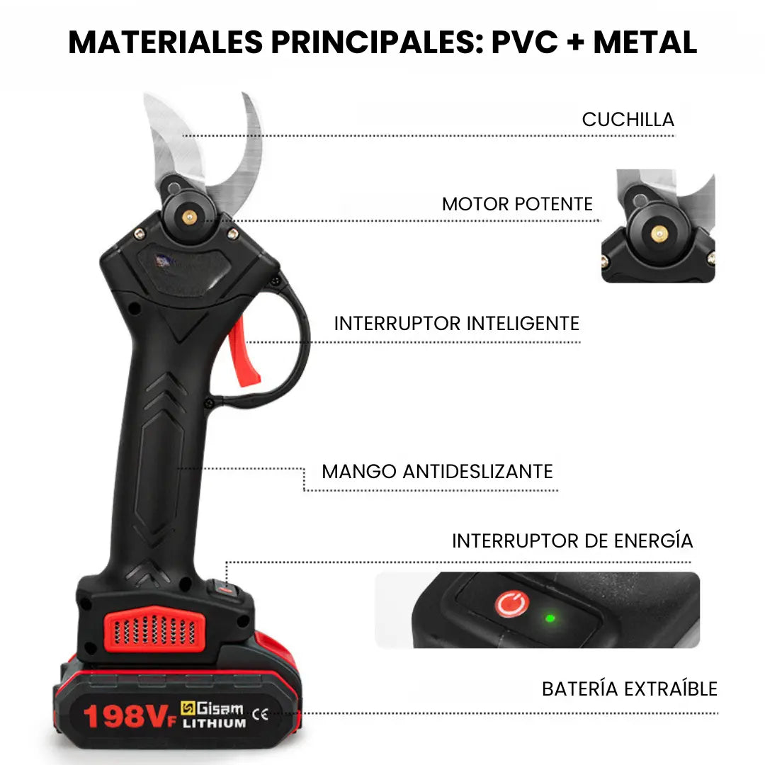 Tijera podadora de jardineria recargable